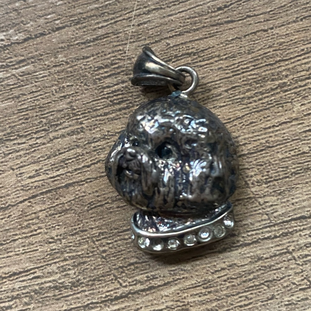 Custom made Bichon dog pendent sterling white sapphires